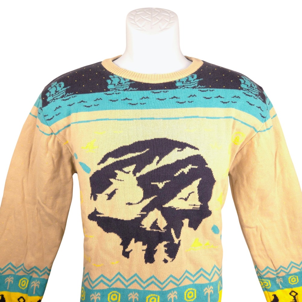 Sea of Thieves Skull Ugly‎ Christmas Sweater Men's Size M Long Sleeve Cotton